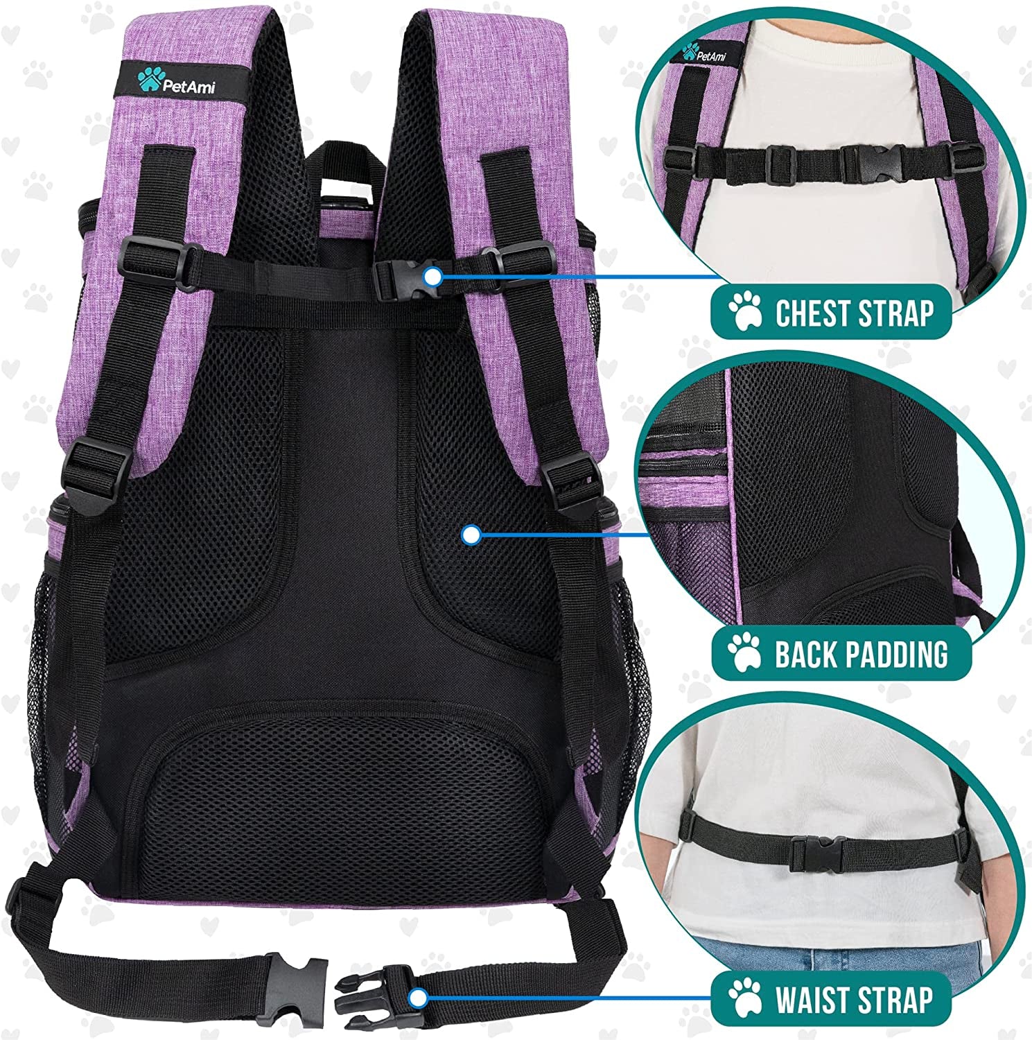Purple Dog & Cat Backpack Carrier – Airline Approved, Breathable & Comfortable
